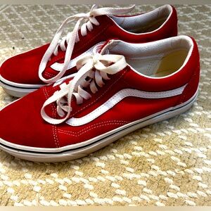 Women’s Size 9 Low Top Vans, Racing Red